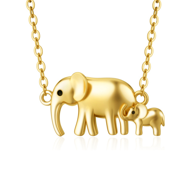 9K Gold Elephant Pendant Necklace-0
