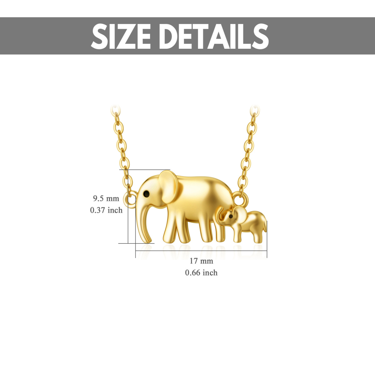 Collier à pendentif éléphant en or 9K-5
