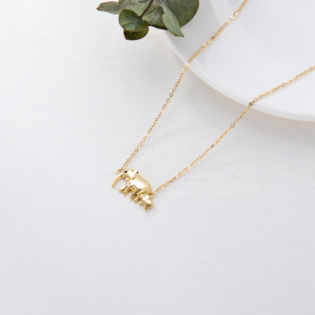 9K Gold Elephant Pendant Necklace-2