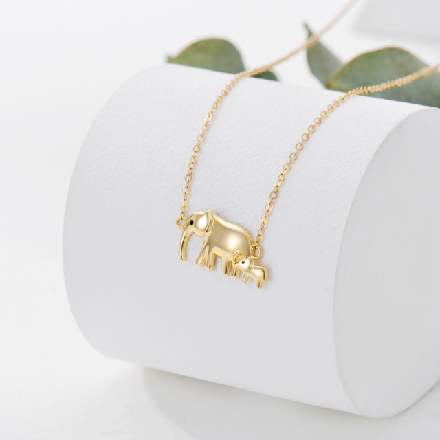 9K Gold Elephant Pendant Necklace-3