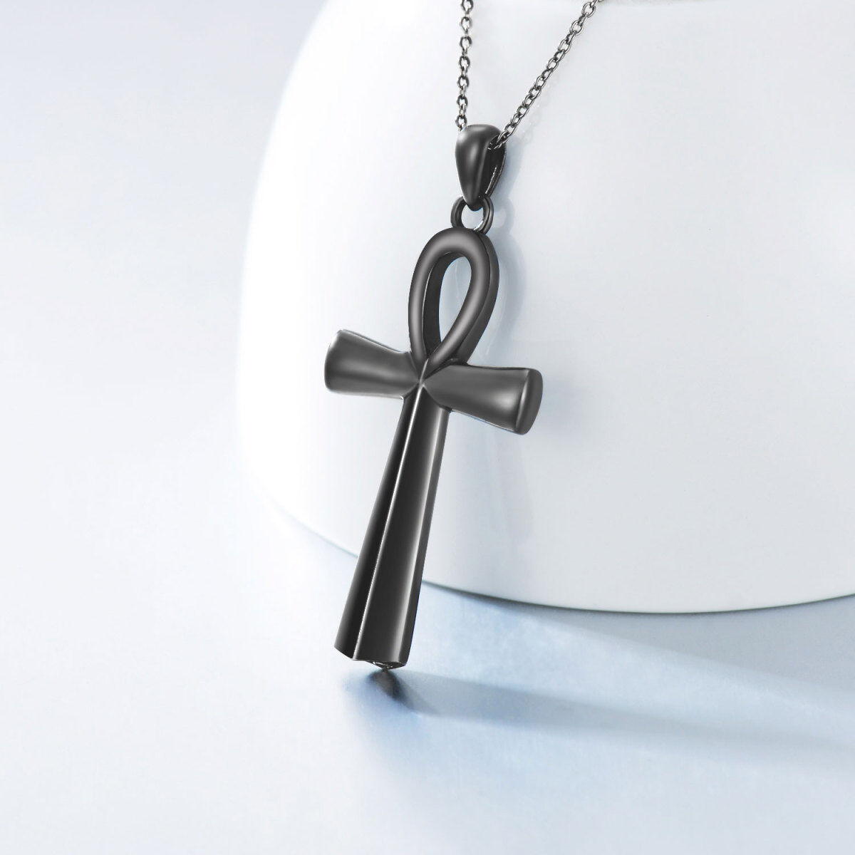 Sterling Silver with Black Plated Cross Urn Necklace for Ashes-6
