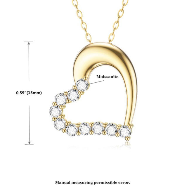 14K Gold Moissanite Heart Pendant Necklace-5