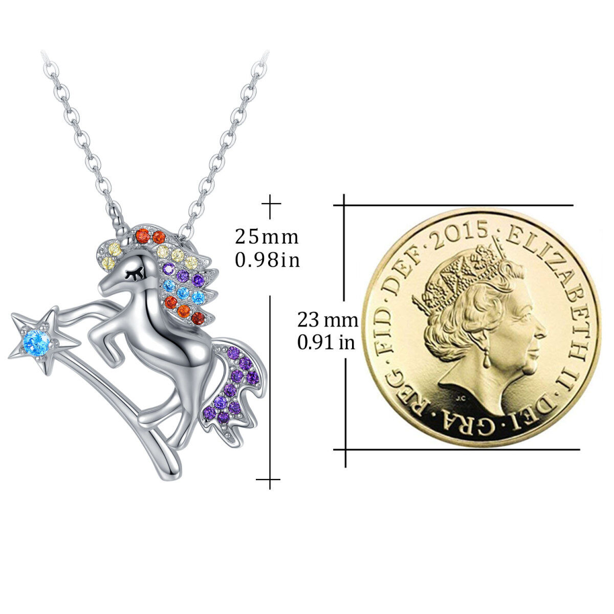 Sterling Silver Cubic Zirconia Horse Pendant Necklace-6