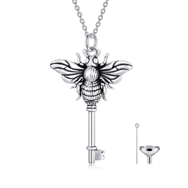 Sterling Silver Bees & Key Urn Necklace for Ashes-4