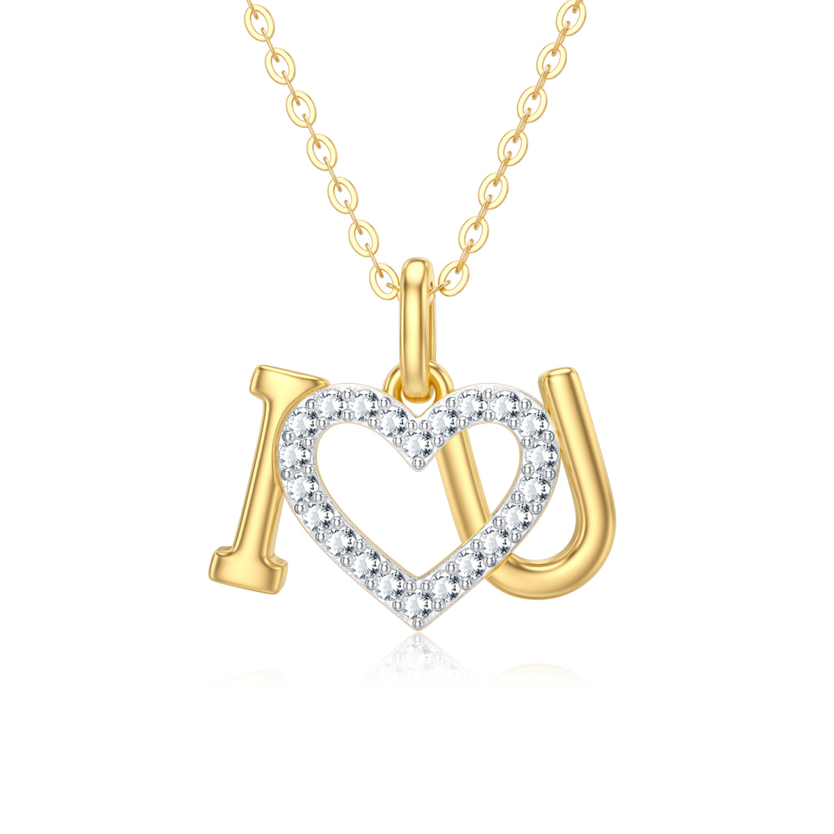 14K Gold Moissanite Heart Pendant Necklace-1