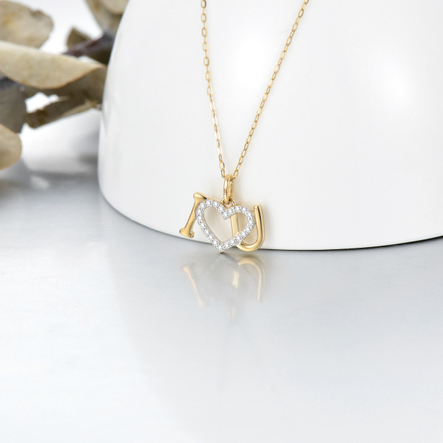 14K Gold Moissanite Heart Pendant Necklace-2