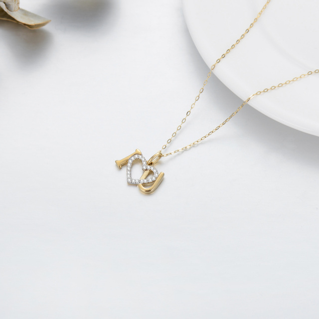 Colar com pingente de coração Moissanite em ouro 14K para mulheres como presentes-3