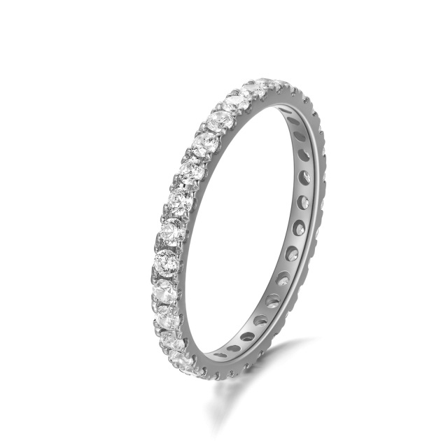 Sterling Silber Diamant & Moissanit Ring-0