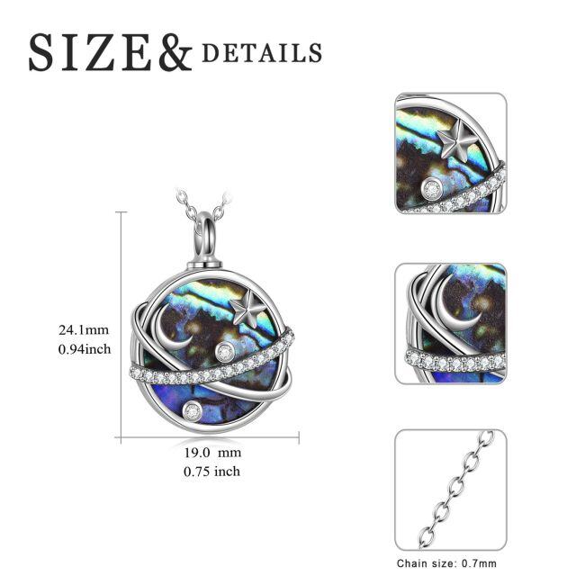 Sterling Silver Abalone Shellfish Moon & Planet Urn Necklace for Ashes with Engraved Word-5