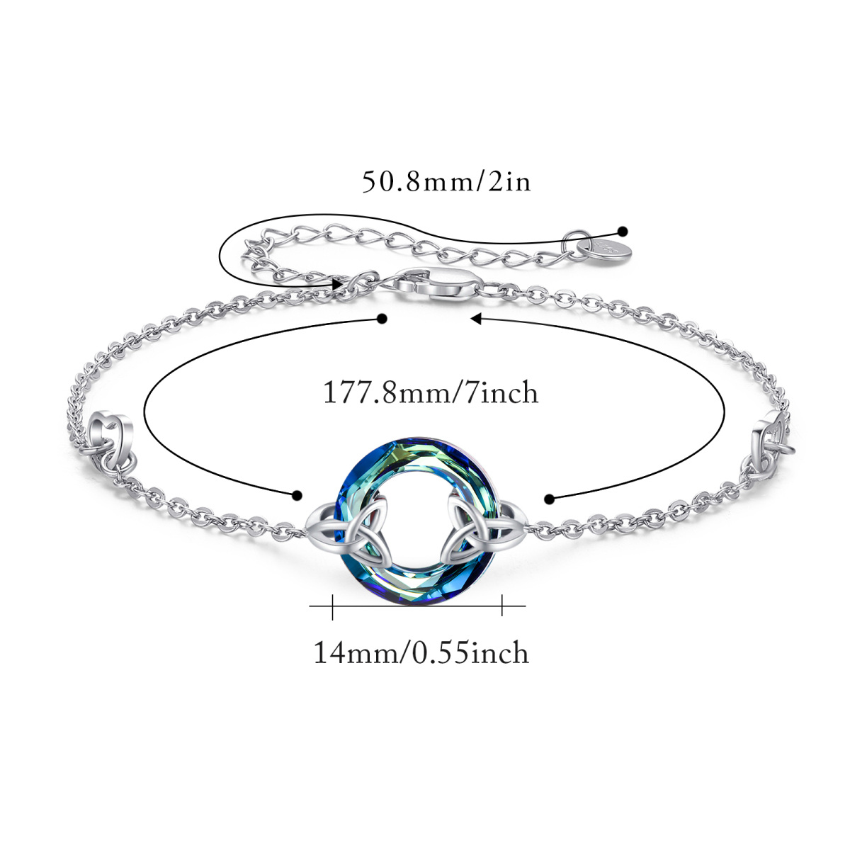 Bracelet en argent sterling avec pendentif nœud celtique en cristal-5