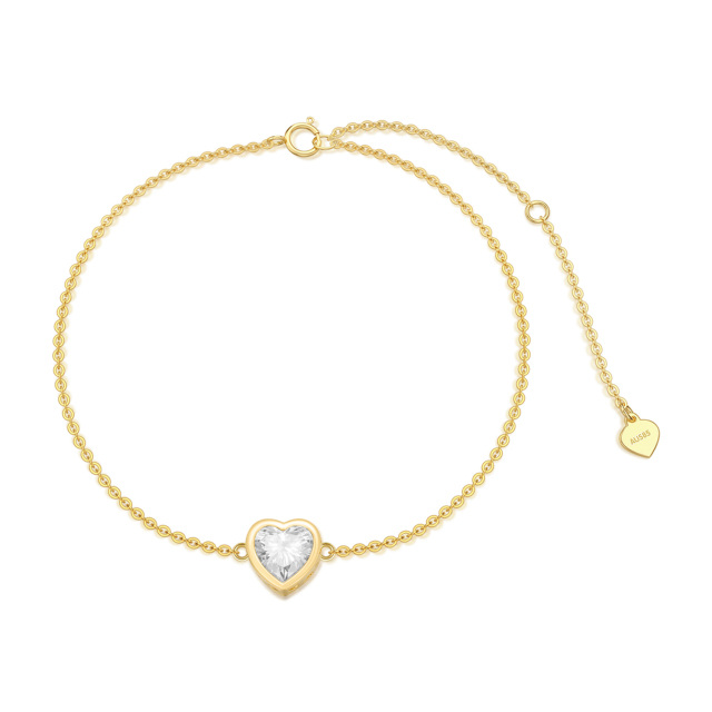 Bracciale con ciondolo a forma di cuore in moissanite in oro 14K-1