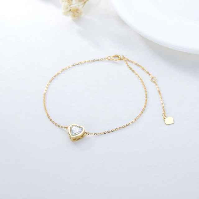 Bracciale con ciondolo a forma di cuore in moissanite in oro 14K-4