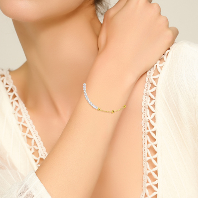 Bracelet chaîne de station de perles en or 14 carats-1