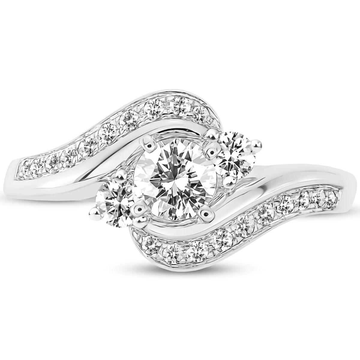 Sterling Silver Circular Shaped Moissanite Engagement Ring-1