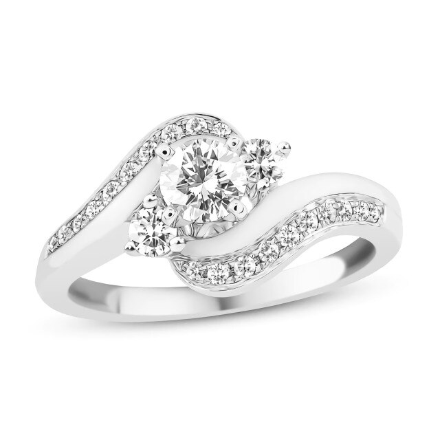 Sterling Silver Circular Shaped Moissanite Engagement Ring-1