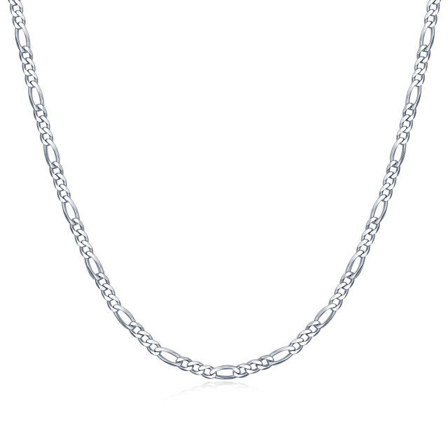 Sterling Silver Figaro Link Chain Necklace-0