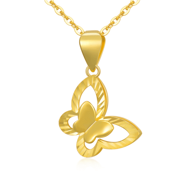 18K Gold Butterfly Pendant Necklace-1