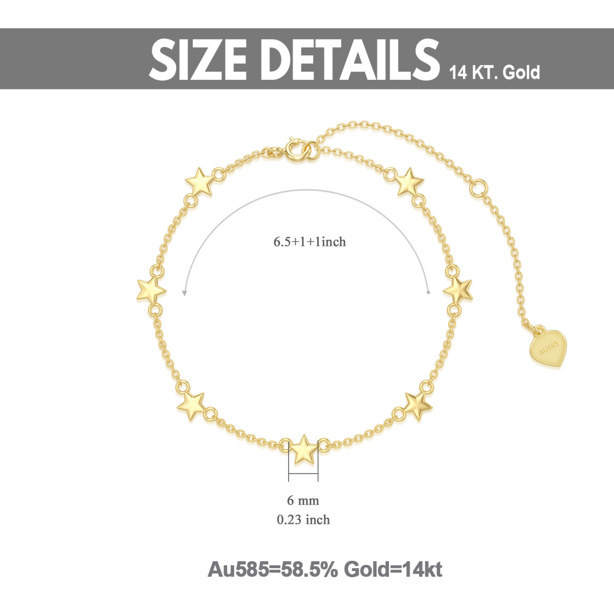 Pulsera Colgante Estrella Oro 14K-5