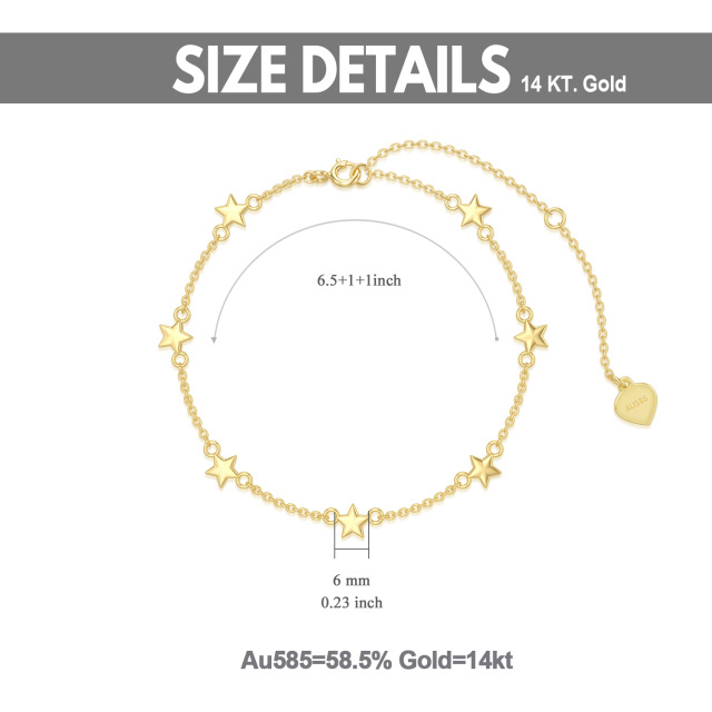 14K Gold Star Pendant Bracelet-4