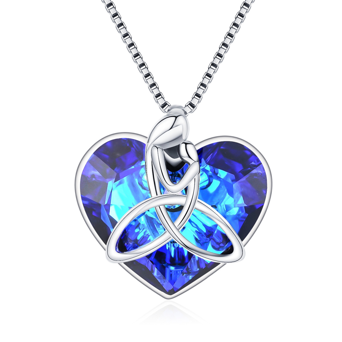 Sterling Silver Crystal Heart Pendant Necklace-1