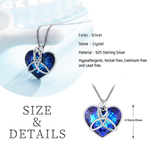 Sterling Silver Crystal Heart Pendant Necklace-5