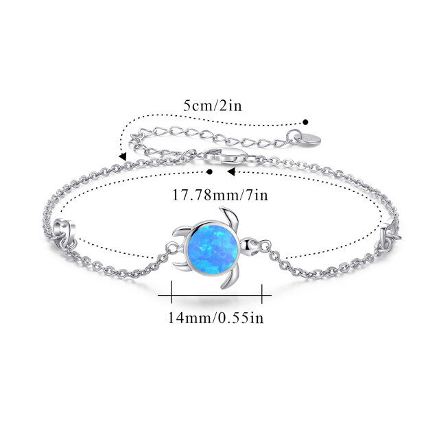 Sterling Silver Circular Shaped Opal Tortoise Pendant Bracelet-5