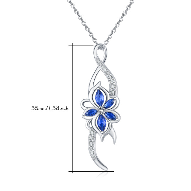 Sterling Silver Cubic Zirconia Birthday Flower & Infinite Symbol Pendant Necklace-5