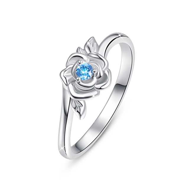 Sterling Silver Cubic Zirconia Rose Ring-0