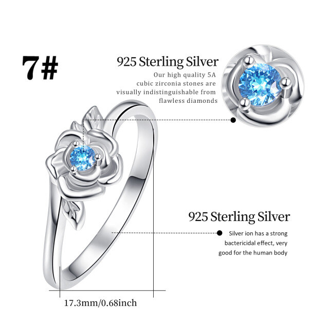 Sterling Silver Cubic Zirconia Rose Ring-3