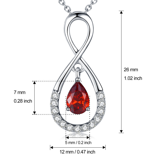 Sterling Silver Circular Shaped & Pear Shaped Cubic Zirconia Infinite Symbol Pendant Necklace-5