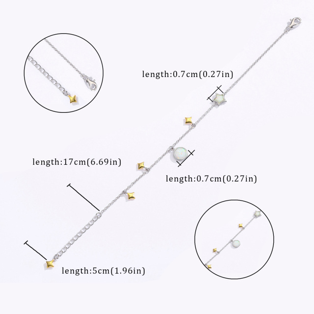 Pulseira com pingente de estrela ajustável em prata esterlina opala-5