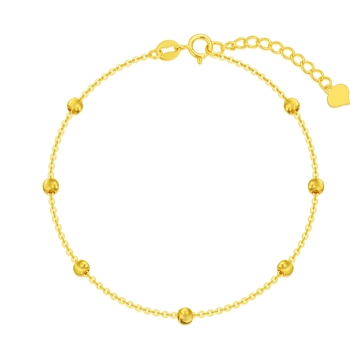 18K Gold Bead Station Chain Bracelet-1
