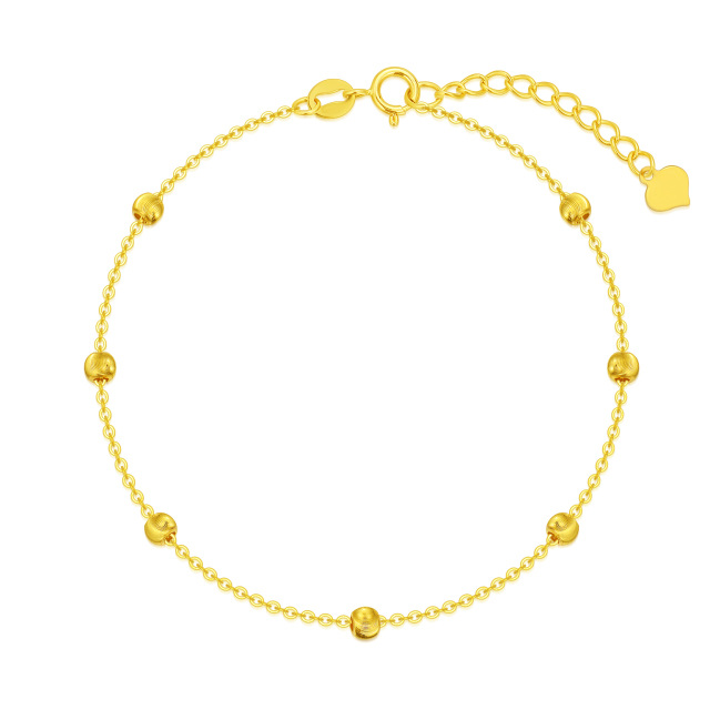 18K Gold Bead Station Chain Bracelet-0