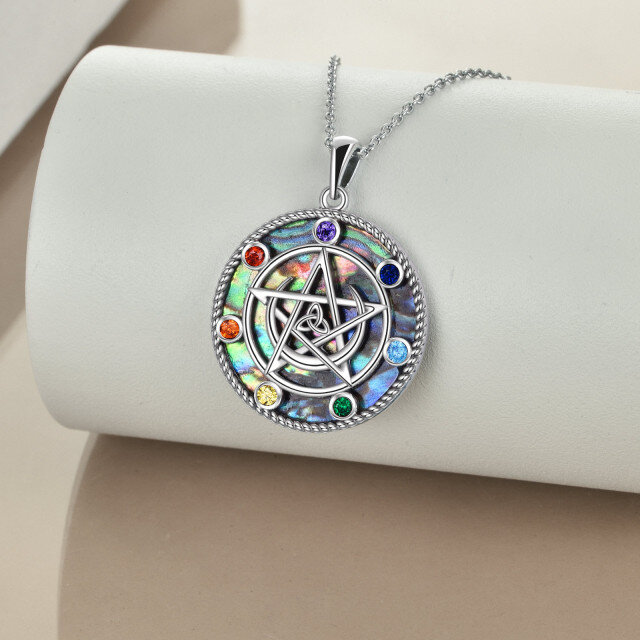 Collier en argent sterling avec pendentif Abalone Shellfish Chakras & Triple Moon Goddess-2