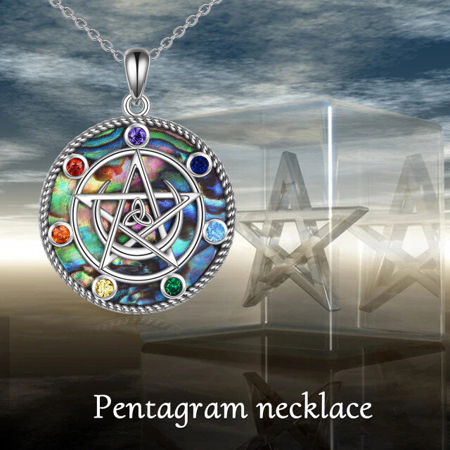 Collier en argent sterling avec pendentif Abalone Shellfish Chakras & Triple Moon Goddess-4