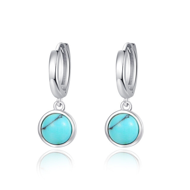 Boucles d'oreilles en argent sterling avec turquoise en forme de goutte d'eau-0