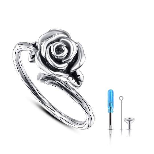 Sterling Silver Rose Urn Ring