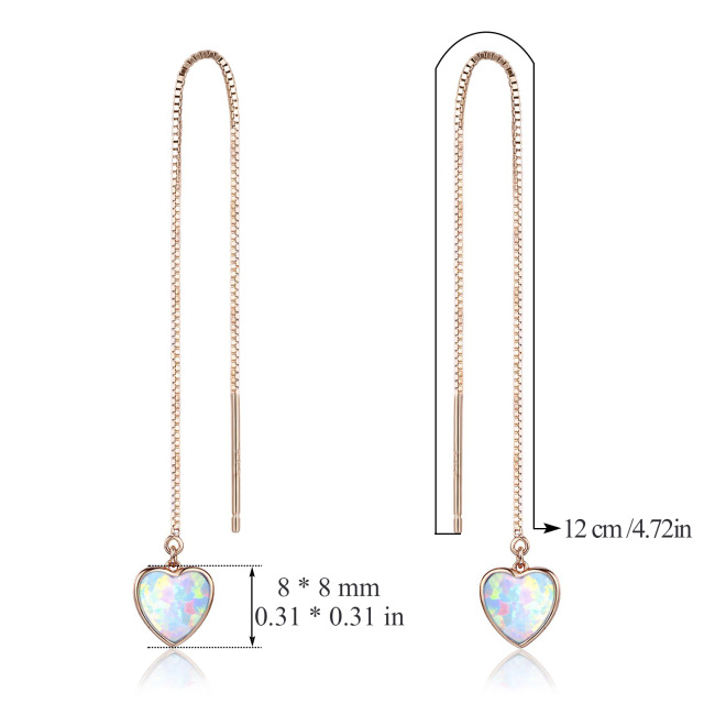 Brincos de prata esterlina em forma de coração com opala-4