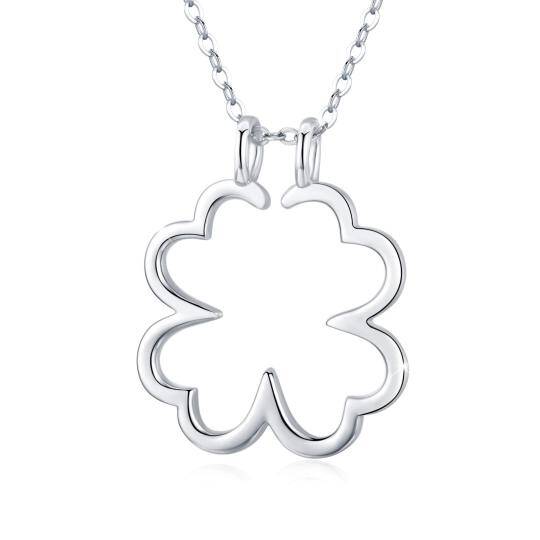 Sterling Silver Four Leaf Clover & Ring Holder Pendant Necklace