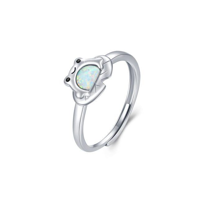 Sterling Silver Opal Frog Open Ring-0