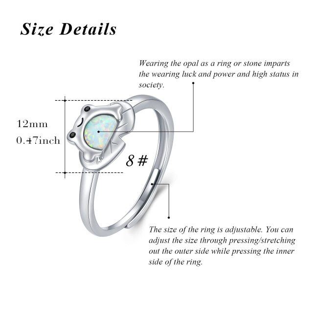 Sterling Silver Opal Frog Open Ring-5
