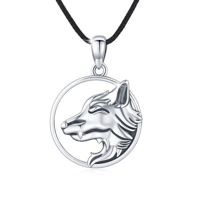 Sterling Silver Wolf Pendant Necklace-0