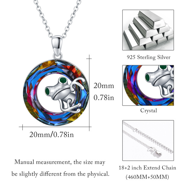 925 prata esterlina sapo cristal animal pingente colar jóias-4