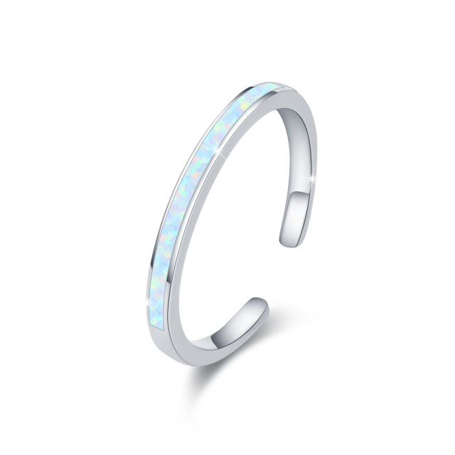 Sterling Silver Opal Open Ring-0