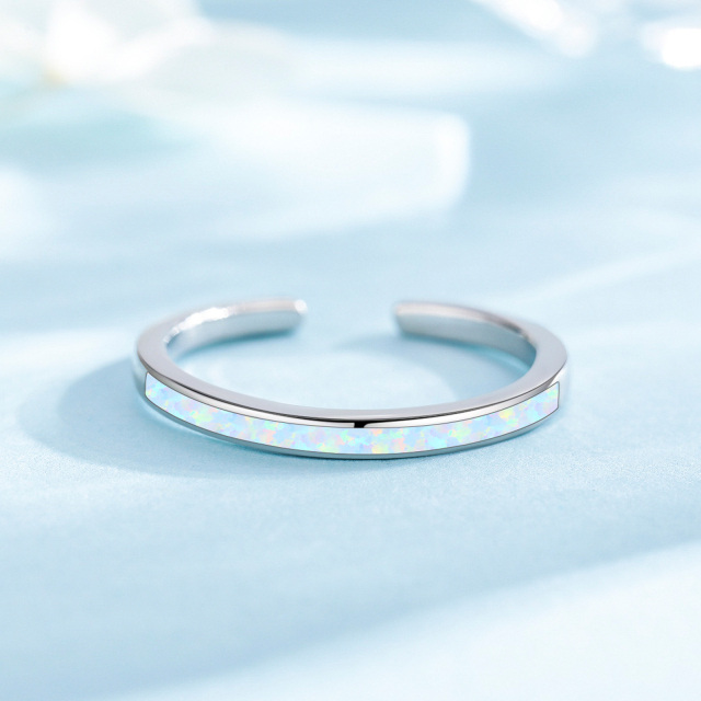 Sterling Silver Opal Open Ring-3