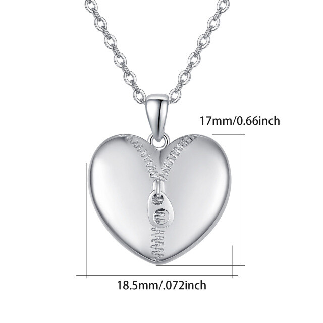 Sterling Silver Heart Personalized Photo Locket Necklace-5