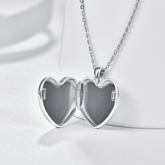 Sterling Silver Heart Personalized Photo Locket Necklace-4