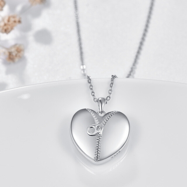 Sterling Silver Heart Personalized Photo Locket Necklace-2