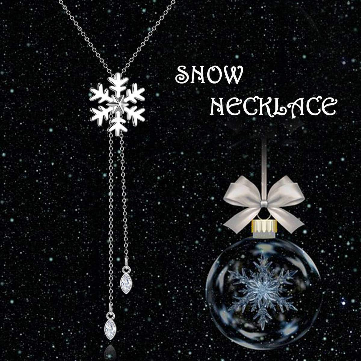 Sterling Silver Cubic Zirconia Snowflake Pendant Necklace-6