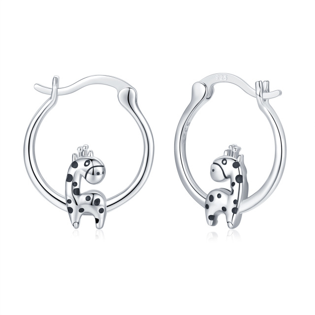 Girafe-Boucles d'oreilles-S925-Sterling-Silver-Giraffe-Hoop-Earrings-Cute-Animal-Earrings-Girafe-Jewelry-Gifts-For-Women-Teen-Girl-0